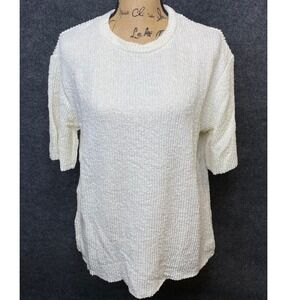 ZARA BASICS‎ Textured Knit Short Sleeve Top Cream White Size Small
